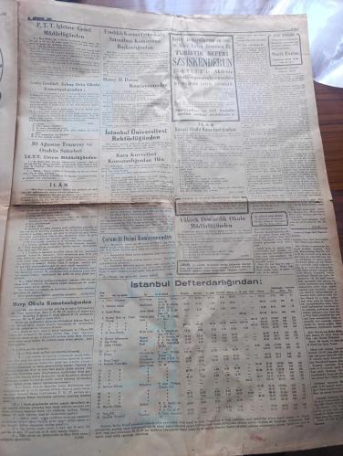 Yeni Sabah Gazetesi - Turkish Newspaper - 30 Ağustos 1950 - 30 Ağustos Zafer Bayramı bütün yurtta kutlanıyor - Türk milletinin varlık ve kudretini bütün dünyaya bir daha tanıtan 30 Ağustos zaferinin bugün 28 inci yıldönümüdür - 30 Ağustos Mehmetçik ve Türk bayrağı resim - Kurtuluş harbi tarihinin şerefli yıldönümü 30 Ağustos zaferi nasıl elde edildi yazan Selahattin Berk - Atatürk Kurtuluş harbi sırasında Fotoğrafı - Sevkülceysi müdafanın kurulması - Büyük taarruz ve büyük Zafer - büyük Zafer ve son Emir - 30 Ağustos Zafer Bayramı parlak tören ve büyük resmi geçitlerle kutlanacaktır - 30 Ağustos Zafer Bayramı töreninden önce saat 9.00'da orduevinde ve saat 9.30'da vilayette protokole göre kabul resmi yapılacak saat 9.45'te törene katılacak askeri birlikler Taksim meydanı yerlerini almış olacaklardır - 30 Ağustos Zafer Bayramı sebebiyle selimiye'den 21 pare top atılacaktır - fotojenik kadın müsabakası 10 eylül tarihinde yapılıyor - Başbakan Adnan Menderes'in konuşması - 30 Ağustos 1922