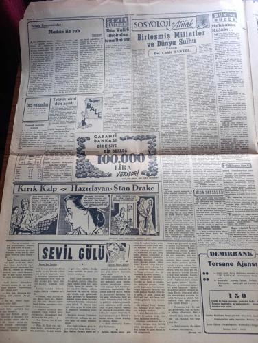 Yeni Sabah Gazetesi - Turkish Newspaper - 23 Nisan 1954 - hakimiyet-i milliye ve çocuk Bayramı - 23 Nisan dolayısıyla bugün memleketin her tarafında törenler ve şenlikler yapılacak - 23 Nisan Bayram tatili resmen Dün öğleden sonra başlamış okullar ve resmi daireler tatil olunmuştur - 23 Nisan dolayısıyla Çatalca ilçesi yavru kurtlarının 2 yıllık çalışmalarına halka göstermek için ilçe merkezinde 24 Nisan günü büyük bir tören yapılacaktır - Milli hakimiyet ve çocuk bayramı münasebeti ile çocuk esirgeme kurumu başkanı adliye vekili Osman Şevki Çiçekdağ Türk çocuklara hitaben bir mesaj neşretmiştir - Refik Koraltan'ın damadı Haluk Timurtaş Demokrat Parti sayesinde dinimize kavuştuk dedi - İsmet İnönü Kayseri'de kendisini tehdit edenlere şu cevabı verdi İsmet İnönü'nün ölüsü dirisinden kuvvetlidir - Allahu ekber Tanrı uludur partileri - başvekil Adnan Menderes seçim için tanrıya niyaz etti - Osman Bölükbaşı Demokrat Parti çeşme ve köprü yapmak için kurulmadı dedi -Zeki Müren- 23 Nisan 1920