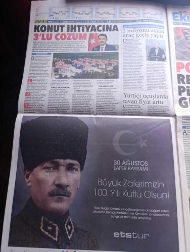 Hürriyet Gazetesi - Turkish Newspaper - 30 Ağustos 2022 - Zafer bayramımız kutlu olsun 100. Yıl -  Büyük zafer bir mucizeydi - İlber Ortaylı bu zafer'in önemini ve zafere götüren mucizeleri anlattı Fotoğrafı - Recep Tayyip Erdoğan Türk milleti Atatürk'le destan yazdı dedi - Kemal Kılıçdaroğlu bir dehanın askeri zaferinin ötesinde - Devlet Bahçeli burası bizim gitmeyiz dedik - 30 Ağustos'un 100 üncü yıldönümünde Türkiye'nin geleceğine güvenmek yazan Sedat Ergin - İlber Ortaylı 30 Ağustos'la gurur duymalıyız - Milli Piyango 30 Ağustos Zafer Bayramı kutlu olsun - Yıldız Demir Çelik büyük zafer'in 100. Yılı kutlu olsun - iller Ortaylı kocatepe'de 14 Ağustos gecesi ilk yürüyüş başladı ilk emir burada verildi fotoğraf - Recep Tayyip Erdoğan milletimiz sevr'i kanıyla canıyla yırttı - TBMM Başkanı Mustafa Şentop 30 Ağustos tam bağımsızlık iradesinin zaferidir - büyük zaferi kavramak yazan Yalçın Bayer - şarkıcı Gülşen ev hapsi şartıyla tahliye oldu - Atatürk dünya lideri oldu - 30 Ağustos 1922
