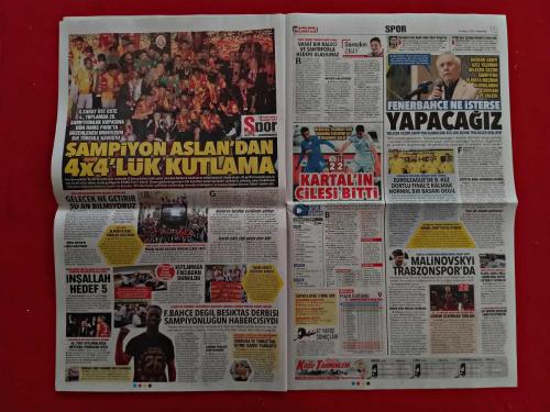 4 Sene Üst Üste Şampiyon Galatasaray, Çaykur Rizespor 2-2 Beşiktaş - 16 Mayıs 2026 - Hürriyet Gazetesi - Tam Gazete + Bulmaca, Kelebek, Cumartesi Ekleri