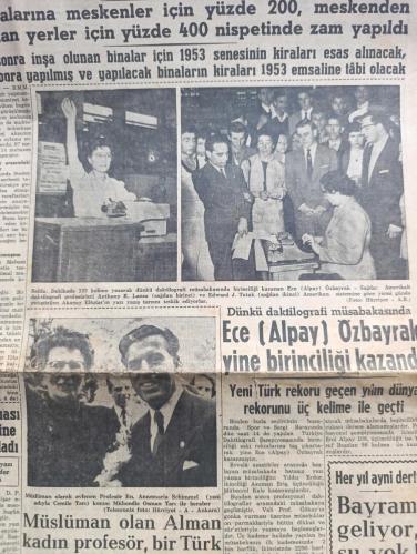 Hürriyet Gazetesi - Turkish Newspaper - 19 Mayıs 1955 - 19 Mayıs Atatürk'ü anma Gençlik ve Spor Bayramı - sana minnettarız Atatürk fotoğraf - 19 Mayıs bugün törenle kutlanacak - üniversite bahçesine dikilen Atatürk heykeli bugün açılacak - emniyet memurları Dün 1500 sahte 19 Mayıs davetiyesi ele geçirdiler - 19 Mayıs münasebeti ile İstanbul'da bugün biri Mithatpaşa stadı'nda diğeri Fenerbahçe stadında olmak üzere jimnastik şenlikleri yapılacaktır - Mithatpaşa stadı'ndaki gösteriler saat 10.00'da geçit resmiyle başlanacaktır - üniversite bahçesine Milli Türk Talebe Birliği tarafından yaptırılan Atatürk heykelinin açılış merasimi bugün saat 16.30'da yapılacaktır - 19 mayıs'ların manası ve ilhamı değişmeyecek yazan Şükrü Kaya - Ondokuz Mayıs yazan Vasfi Raşid Sevig - Şekerci Ali Muhiddin Hacı Bekir - 19 Mayıs yazan Hikmet Bil - Taş devri Tunç devri Avara mu Devri karikatür - radyo programı - Dün daktilografi müsabakasında Ece Alpay özbayrak yine birinciliği kazandı fotoğraf -19 Mayıs 1919