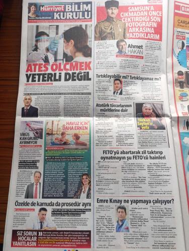 Hürriyet Gazetesi - Turkish Newspaper - 19 Mayıs 2020 - 19 Mayıs Atatürk'ü anma Gençlik ve Spor bayramımız kutlu olsun - Atatürk'ün Samsun'a çıkmadan çektirdiği fotoğraf - Atatürk riskleri göze aldı - saat 19.19'da herkes balkona - Atatürk'ün Samsun'a çıkarak İstiklal meşalesini yaktığı günün 101'inci yıldönümünü  evlerimizden coşkuyla kutlayacağız  - Sosyal medya üzerinden gençlere milli mücadele ruhunu ve 19 mayıs'ı anlatan interaktif etkinlikler yarışmalar düzenlenecek - Cumhurbaşkanı Recep Tayyip Erdoğan törenler kapsamında video konferans yöntemi ile 81 şehirden gençlere seslenecek - 19 Mayıs törenleri dolayısıyla Anıtkabir'de de sosyal mesafe korunarak tören yapılacak - Hava ısınıyor koronavirüs yavaşlıyor - 19 Mayıs Atatürk ve Refik Saydam fotoğraf - Atatürk'ün Samsun'a çıkmadan önce çektirdiği son fotoğrafın arkasına yazdıklarım yazan Ahmet Hakan - kız kulesi'nde 19 Mayıs konseri - 19 Mayıs ilk dijital kutlama - 19 Mayıs 1919