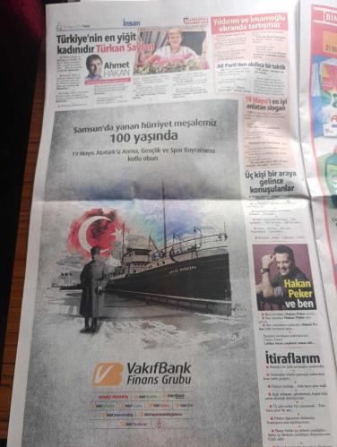 Hürriyet Gazetesi - Turkish Newspaper - 19 Mayıs 2019 - 19 Mayıs Atatürk'ü anma Gençlik ve Spor Bayramı kutlu olsun - O adımla yüzlerce yıla - Atatürk'ün 19 Mayıs 1919'da Samsun'a attığı ilk adım ilelebet yaşayacak Çağdaş Türkiye'nin de yolculuğunu başlattı - Zafer yolculuğunu ünlü tarihçi İlber Ortaylı anlattı - Atatürk'ün farkı - Atatürk'ün Samsun'da bağımsızlık ateşini yakmasının 100. Yıldönümü bugün görkemli  törenlerle kutlanacak - Recep Tayyip Erdoğan ve devlet erkanı 182 öğrenci ile birlikte 16 Mayıs'ta İstanbul'dan yola çıkan Piri Reis gemisini karşılayacak - Samsun'daki törenlere CHP Genel Başkanı Kemal Kılıçdaroğlu ile MHP Genel Başkanı Devlet Bahçeli de katılacak - küpelerini bozdurup tüfek alan çete Ayşe'den erkek kılığında ortaya katılan Halime Çavuş'a kadar kadınlar  savaşta ön saftaydı - babamın her yıl ağladığı 2 gün yazan Ertuğrul Özkök - camilerimiz açıksa Atatürk sayesinde yazan Erkan Aydın - Atatürk'ün diğer paşalardan farkı dehası - Atatürk fotoğrafı -19 Mayıs 2019