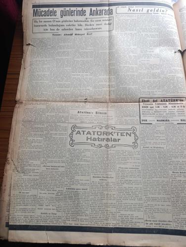Cumhuriyet Gazetesi - Turkish Newspaper - 10 İkinciteşrin (Kasım) 1944 - büyük milletin büyük atası yazan Nadir Nadi Başmakale - büyük matem günümüz Türk milleti ebedi şefi Kahraman Atatürk'ten altı sene evvel bu sabah ayrılmıştı - Milli Şef İsmet İnönü'nün Türk milletine beyannamesi - Altıncı yıldönümünü Ulus gazetesinin bu sabahki başyazısı - 10 ikinciteşrin çizen Cemal Nadir - altı yıl evvel ölen fani Mustafa Kemal burada yatıyor Fotoğrafı - bugün bütün yurtta Atatürk'ün Aziz hatırası ihtifallerle anılacak - gençlik İstanbul'da sarayburnu'ndaki Atatürk heykeline ve Taksim abidesine çelenk koyacak - halkevlerinde ve mekteplerde yapılacak toplantılar - Atatürk'ten vecizeler - Altıncı yıldönümünde Ata kitap'tan alınacak dersler yazan İsmail Habib Sevük - Halkalı köyünde yapılan okul Dün açıldı - Kızılay yeni aç ocağı açıyor - Atatürk'ü düşünürken hayatiyetimizin büyük timsali yazan profesör M. Şekip Tunç - Amerikalı boksörlerle kimler karşılaşacak - İstanbul şilebi geldi -10 Kasım 1938