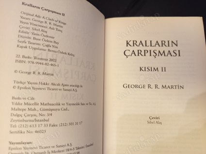 Kralların Çarpışması I-II / Buz ve Ateşin Şarkısı 2 (2 Kitap Takım)