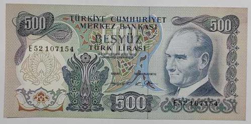 6 EMİSYON 500 LİRA SERİ E52 107154 ÇÇT