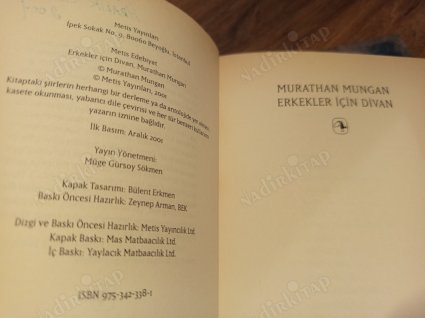 Erkekler İçin Divan (1. Baskı)