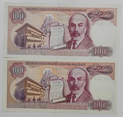 7 EMİSYON 100 LİRA SERİ C27-C80 ÇİL  