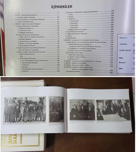 70. KURULUŞ YILDÖNÜMÜNDE TÜRKİYE CUMHURİYETİ ALBÜMÜ , 1922-1938 - MEHMET ÖZEL - ZAFERDEN BARIŞA GİDEN YOL - MUDANYA ATEŞKES ANLAŞMASI - LOZAN KONFERANSI ve LOZAN BARIŞ ANTLAŞMASI - ANKARA'NIN BAŞKENT OLUŞU - ATATÜRK DEVRİMLERİ - SİYASAL ALANDA DEVRİM HAREKETLERİ - SALTANATIN KALDIRILMASI - CUMHURİYET'İN İLANI - HALİFELİĞİN KALDIRILMASI - TOPLUMSAL YAŞAYIŞIN DÜZENLENMESİ - TEKKE, ZAVİYE ve TÜRBELERİN KAPATILMASI - KIYAFETTE DEĞİŞİKLİK - SOYADI KANUNU'NUN KABULÜ - ÖLÇÜLER ve TAKVİMDE DEĞİŞİKLİK - KADIN HAKLARININ KABULÜ - HUKUK ALANINDA DEVRİM HAREKETLERİ - YENİ TÜRK DEVLETİ'NİN ANAYASALARI - EĞİTİM ve KÜLTÜR ALANINDA YAPILAN DEVRİMLER - YENİ TÜRK HARFLERİNİN KABULÜ - DİL DEVRİMİ - MÜZECİLİK - GÜZEL SANATLAR ALANINDA GELİŞMELER - HALKEVLERİ - EKONOMİ ve BAYINDIRLIK ALANINDA GELİŞMELER - TARIM - SANAYİ - ULAŞTIRMA - DEMİRYOLLARI - KARAYOLLARI - DENİZYOLLARI - BAŞKENT ANKARA'NIN GELİŞİMİ - DIŞ POLİTİKADAKİ GELİŞMELER - SAĞLIK HİZMETLERİNDE GELİŞMELER - 560 SAYFA