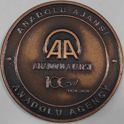 2020 ANADOLU AJANSININ KURULUŞ'NUN 100. YILI DARPHANE HATIRA BRONZ