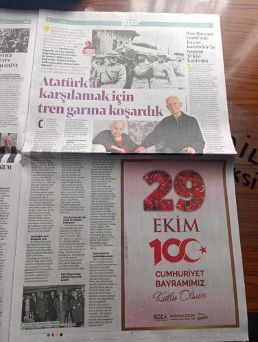 Yeni Şafak Pazar Gazetesi - Turkish Newspaper - 29 Ekim 2023 - Cumhuriyet 100 yaşında Atatürk fotoğrafı - Kazım karabekir'in kızı Timsal Karabekir hep birlikte bu vatana sahip çıkalım Fotoğrafı röportaj - Milli mücadele'de Türk kadını erkeğinin yanındaydı - Bir asır önce peygamber ocağında ne pişerdi - İstiklal Marşı Türk milletinin anayasasıdır - Atatürk'ü 2 sergi ile anıyoruz - Atatürk 1937 yılında düzenlenen 2. Türk Tarih kongresinde Hasan Rıza Soyak ve Şükrü Saraçoğlu ve beraberindekilerle alacahöyük kazlarından çıkarılan tarihi eserleri inceliyor Fotoğrafı - Orhan Halit Sobay Atatürk'ü karşılamak için tren garına koşardık - Hacı Bayram camii'nde Kazım karabekir'in naaşını 12 kişi kaldırdık - cumhuriyetin ilanı Batı medyasında karşılık bulmamış - Selçuklu motiflerinden Milli mücadele dönemine - Madame Tussauds müzesinin ülkemizdeki ilk örneği Yılmaz Büyükerşen balmumu heykel müzesi'nde Atatürk heykeli fotoğraf - Rami kütüphanesi 100 yılın en iyi projelerinden - 29 Ekim 1923