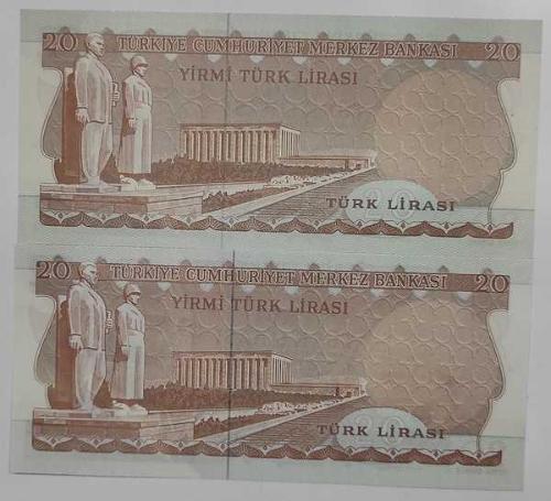 6 EMİSYON 20 LİRA SERİ F  KALIN İMZA - İNCE İMZA  ÇİL
