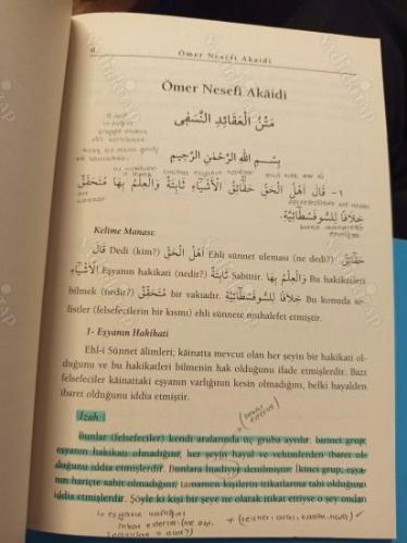 Ömer Nesefi Akaidi ve Tercümesi (Kelime Anlamlı)