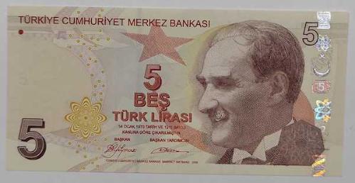 9 EMİSYON 5 LİRA SERİ A614 385375 ÇİL