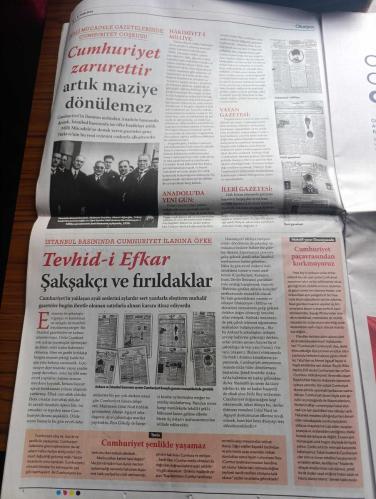 Oksijen Gazetesi - Turkish Newspaper - 27 Ekim 2023 - Atatürk 200 yıl da geçse bitmez İlber Ortaylı röportajı - Cumhuriyet en zoru başardı yazan Zülfü Livaneli - en kritik 10 yıl ve muhalefet yazan Christine Philliou - İş Bankası'nın asırlık öyküsü yazan Baran Can Sayın - 364 numaralı kuruluş belgesi - Milli mücadele gazetelerinde Cumhuriyet coşkusu fotoğraflar - İstanbul basınında Cumhuriyet ilanına öfke - The New York Times Atatürk kapağı - Mustafa Kemal Paşa'nın 7 Mayıs 1924'te Yunus Nadiye verdiği mülakattan - Altan Öymen'in gözünden Cumhuriyet Halk Partisi'nin 100 Yılı - 1928 yılında ilk kumbaralar dağıtılmaya başladı - Cumhuriyetin ilk paraları devrimlerle şekillendi yazan Aliye Erol - Türkiye'nin yerli sermaye ile kurulan ilk çikolata fabrikası Menage - Sabiha Gökçen dünyanın ilk kadın asker pilotu Fotoğrafı - Denizi Türklerin hayatına sokan deha Atatürk yazan Cem Gürdeniz - Atatürk'ün hayatına değen 36 gemiden bugüne 4'ü kaldı - İstiklal Marşı'nın hikayesi - 29 Ekim 1923
