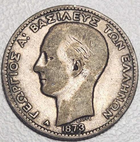 ( GÜMÜŞ )  1873 - YUNANİSTAN - 1 Drahmi  ( ÇOK TEMİZ )