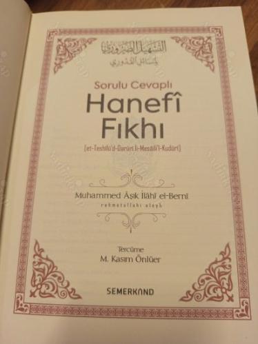 Sorulu Cevaplı Hanefi Fıkhı / et-Teshîlü'd-Darûrî li-Mesâili'l-Kudûrî (Ciltli)