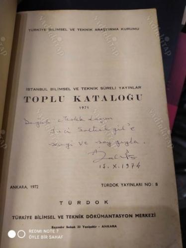 İstanbul Bilimsel ve Teknik Süreli Yayınlar Toplu Kataloğu 1971 (Editörden İthaflı İmzalı)