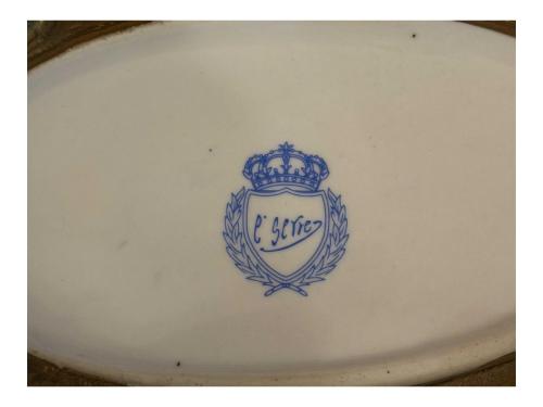 1900 başları Fransız atölye işi bronz ve porselenden büyük boy Jardinyer 31,5 cm 17,5 cm 27 cm ölçülerinde