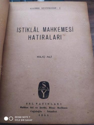 İstiklal Mahkemesi Hatıraları (Atatürk Kütüphanesi 9. Kitap)