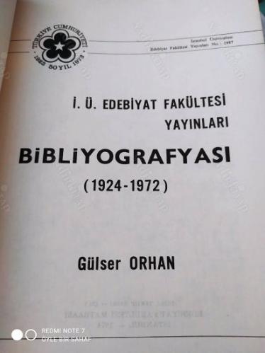 İstanbul Üniversitesi Edebiyat Fakültesi Yayınları Bibliyografyası (1924-1972)
