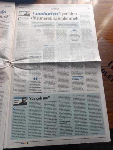 Oksijen Gazetesi - Turkish Newspaper - 27 Ekim 2 Kasım 2023 - Cumhuriyet Yüzyılın Bayramı - Atatürk'ün fotoğrafı - 200. yılı da kutlayabilmek için yazan Mehmet Y. Yılmaz - bizim bir rüyamız vardı yazan Ece Temelkuran - Cumhuriyeti yeniden düşünmek yazan Bekir Ağırdır - kutlamak veya kutlamamak yazan Cem Say - İkinci Yüzyıla yönelik hayaller yazan M. Serdar Kuzuloğlu - Trendyol Cumhuriyet 100 yaşında Atatürk fotoğraflı tam sayfa - Atatürk'ün şapka vizyonu - Cumhuriyetin ikinci yüzyılına lider Türkler yetiştirmeliyiz Ayşegül Dicle Aydın - Migros cumhuriyet tam 100 yıldır bize çok iyi geliyor - Zorlu Holding katkılarıyla 1923 müzikal Yaşasın Cumhuriyet - Cumhuriyetin 100. Yılını kim nerede kutluyor - Cumhuriyet devrimlerine destek bir asırdır sürüyor - Hi Doctor Cumhuriyetin 100. Yılı kutlu olsun - Yaşasın Türkiye Cumhuriyeti yazan İzzettin Çalışlar - sahadaki ilk ay yıldızı formalar Fotoğrafı - 30 Ekim günü kurulan ilk t.c hükümeti üyeleri Fotoğrafı - 29 Ekim 1923