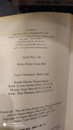 Sarhoş Çal Piyanoyu Vurmalı Çalgı Gibi Parmaklar Biraz Kanamaya Başlayana Dek (1. Baskı)