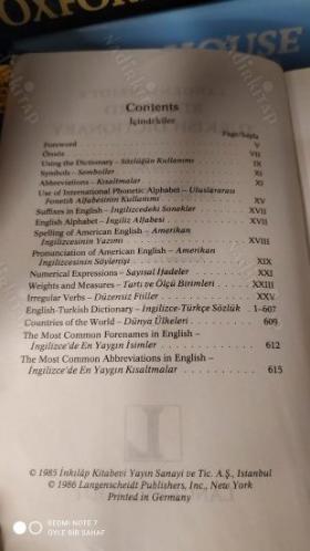Langenscheidt Standard English Dictionary | English-Turkish / Turkish-English