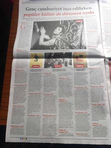 Oksijen Gazetesi - Turkish Newspaper - 27 Ekim 2023 - İyi ki Cumhuriyet var 100 yıllık gurur - İlla Batı demedi sentez yanlısıydı yazan Alper Bahçekapılı - Atatürk için sanat bir güçtü Elif Tanrıyar'ın röportajı - Türk mizahının inişleri çıkışları Kutlukhan Perker'in yazısı - sporun 100 yıllık yolculuğu yazan Mehmet Yüce - çağdaşlığın simgesi Cumhuriyet baloları - Mareşal Fevzi Çakmak'ın kızının düğün töreninden bir kare fotoğraf - Atatürk manevi kızı Nebile ile dans ederken fotoğraf - Türk sineması cumhuriyet ile yükseldi - Genco Erkal dostlar tiyatrosu Fotoğrafı - lüküs hayat oyunu 1980'ler Fotoğrafı - Zeki Müren 60'ların ikinci yarısında Maksim gazinosu'nda sahneye çıkıyordu Fotoğrafı - İbrahim Çallı anısına Cumhuriyet sergisi - Cumhuriyetin ilk kadın seramik sanatçısı Füreya Koral Fotoğrafı - Türk gastronomisinin 100 yıllık dönüşümü yazan Oğul Türkkan - adı artık 1924 İstanbul olan Rejans'ta Atatürk'ün masası hala duruyor Fotoğrafı - 100 yaşında bir çocuk senfoni - 29 ekim 1923