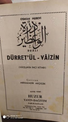 Dualı Dürret'ül Vaizin / Vaizlerin İnci Kitabı