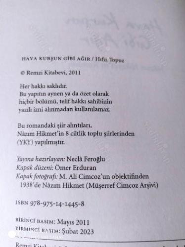 Hava Kurşun Gibi Ağır (Nâzım Hikmet'in Romanı)