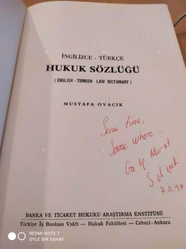 Türkçe İngilizce Hukuk Sözlüğü (Ciltli)