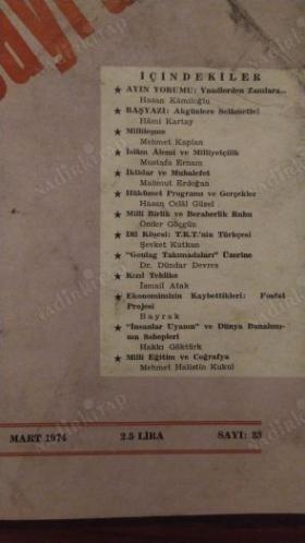 Bayrak Dergisi Mart 1974 Yıl 21 Sayı 33