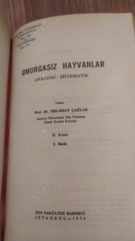 Omurgasız Hayvanlar Anatomi Sistematik I.-II. Kısım (2 Kitap Tek Ciltte, Ciltli)