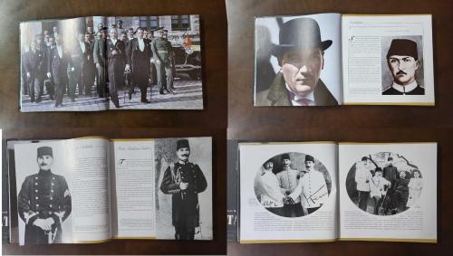 MUSTAFA KEMAL ATATÜRK FOTOĞRAF ALBÜMÜ, KUTULU ve CİLTLİ - ATATÜRK'ÜN HARP AKADEMİSİ GÜNLERİ - YÜZBAŞI OLARAK ŞAM'A TAYİNİ - HAREKAT ORDUSU İLE İSTANBUL'A GELİŞİ - TRABLUSGARP ve BALKAN SAVAŞLARI - SOFYA ATEŞELİĞİ - ÇANAKKALE SAVAŞLARI - DOĞU'DA ORDU KOMUTANLIĞI - İNGİLİZ SALDIRISI - HALEP'TE ZOR GÜNLER - YILDIRIM ORDULARI GRUBU KOMUTANI - ATATÜRK'ÜN İSTANBUL'A DÖNÜŞÜ - PADİŞAH VAHDETTİN İLE GÖRÜŞME - İSTANBUL DÜŞMAN İŞGALİNDE - SAMSUN'A ÇIKIŞ - YENİ BİR TÜRK DEVLETİ - ANKARA'YA GELİŞ ve MİSAK-I MİLLİ - BÜYÜK MİLLET MECLİSİ'NİN KURULUŞU - ANADOLU'DA İSYANLAR - GÜNEYDEKİ FRANSIZ CEPHESİ - İKİNCİ KONYA İSYANI - BİRİNCİ ve İKİNCİ İNÖNÜ ZAFERİ - SAKARYA MEYDAN SAVAŞI - MAREŞAL RÜTBESİNİN VERİLMESİ - BAŞKOMUTANLIK KANUNU - MUDANYA KONFERANSI - SALTANATIN KALDIRILMASI - ABDÜLMECİD EFENDİ'NİN HALİFE SEÇİLMESİ - LAUSANNE BARIŞ KONFERANSI - CUMHURİYETİN İLANI - HİLAFETİN KALDIRILMASI ve İNKILAPLAR - 1928-1938 ARASI FOTOĞRAFLAR - 10. YIL NUTKU - 300 SAYFA