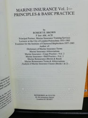 MARINE INSURANCE -PRINCIPLES & BASIC PRACTICE
