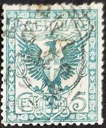 +++ İTALYA KRALLIK ARMA    1901   5C  - DAMGALI