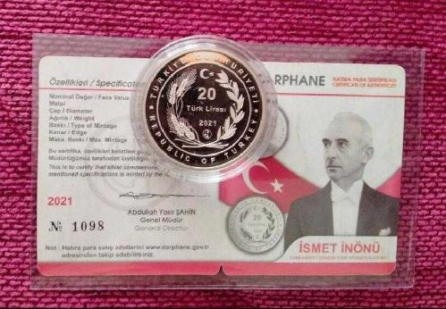 İsmet İnönü Cumhuriyet Dönemi Siyasetçileri No1 Gümüş Hatıra Parası