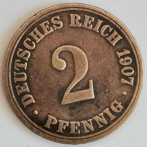 ALMANYA  1907   A     2 PFENNIG