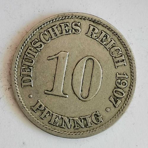ALMANYA  1907 A    10 PFENNIG