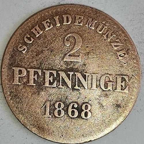 SAKSONYA  - MEININGEN  1868   2  PFENING