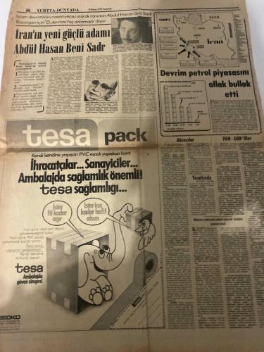 HÜRRİYET GAZETESİ - DOĞUM GÜNÜ HEDİYESİ (TURKISH NEWSPAPPER) - 15 KASIM 1979 - SADECE DÖRT SAYFADIR -Bülent Ecevit-Mataracı-Orgeneral Evren-Abdül Hasan Beni Sadr-Mehdi Bazargan-Tahir Boya-Murat Coşkun-Talat Coşkun-Sani Müfit Erbilgin-Tevfik Taşçı-Fahri S. Korutürk-Fikret Mutlu-Sabahattin Elçiye-Şükrüye Güreş-Mustafa Göreş-Oruç Muradoğlu-İltem ve Gölden-Bahattin Gören-Selahattin Yıldız-Haydar Dümen-Hasan Pulur-Vildan Coşkun-Vahibe Yüksel-Faruk Fehmi Özçelik-Mustafa Bayazit-Tuna Köprülü-Doğan Uluç-William Cooksen-Hüseyin Özkan-Sabri Kunt-Nevzat Özkan-Hikmet Özkan-Güler Gül-Yeraltında 47 örgüt çalışıyor-Varlıkta yokluk çekmişiz-İran OPEC’i Amerika’yı boykota çağırıyor-İran’ın yeni güçlü adamı Abdül Hasan Beni Sadr-Devrim petrol piyasasını allak bullak etti-Cehennemden kaçtılar-Hikayeler hiç bitip tükenir mi-Akıncılar ülkücüler ile çatıştı 4 yaralı-TÖB-DER’liler birkaç suçtan yargılanacak-Almanya’dan izinli gelen işçi kız otosuyla kayboldu-Mataracı giderayak polisini gümrük müdürü yapmak i