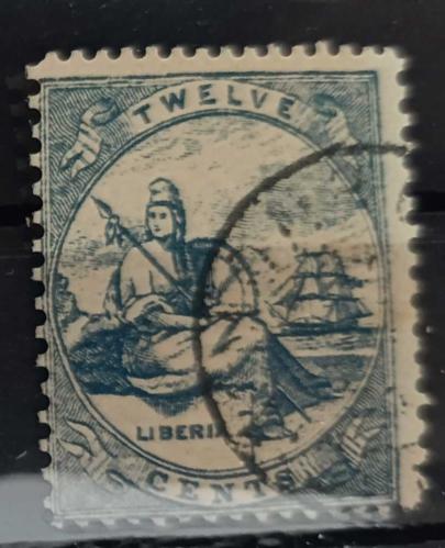 İngiliz - Amerikan Sömürgesi Liberya 1860 İlk pulları _ damgalı tam seri katalog 22000 tl