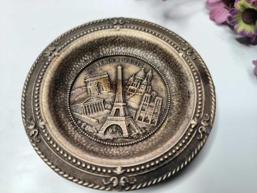 Eskilerden paris Eyfel Kulesi Metal Tabak - Fransız HEdiyelik