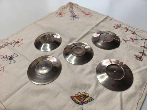 Çay Tabağı - Eskilerden Metal Çay Bardağı Tabağı - 5 ADET