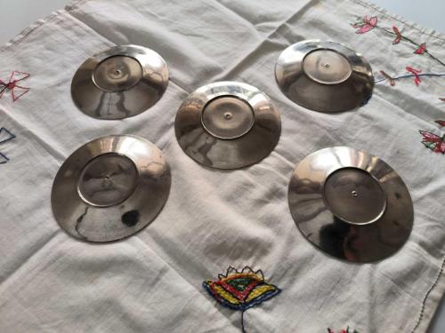 Çay Tabağı - Eskilerden Metal Çay Bardağı Tabağı - 5 ADET