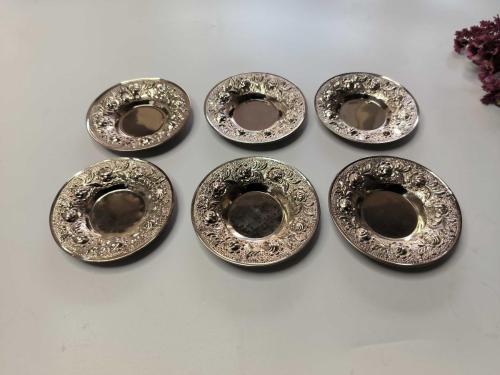 Çay Tabağı - Eskilerden Metal Çay Bardağı Tabağı - 6 ADET