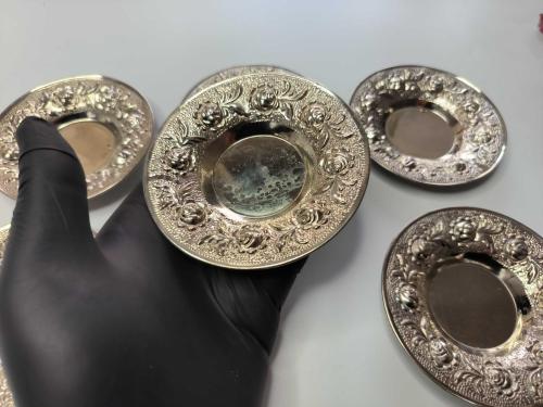 Çay Tabağı - Eskilerden Metal Çay Bardağı Tabağı - 6 ADET