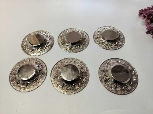 Çay Tabağı - Eskilerden Metal Çay Bardağı Tabağı - 6 ADET