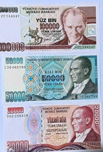7. Emisyon 100.000 - 50.000 ve 20.000 Türk Lirası Çil Altı (RESİMDEKİ ÜRÜN GÖNDERİLECEKİR) (70)